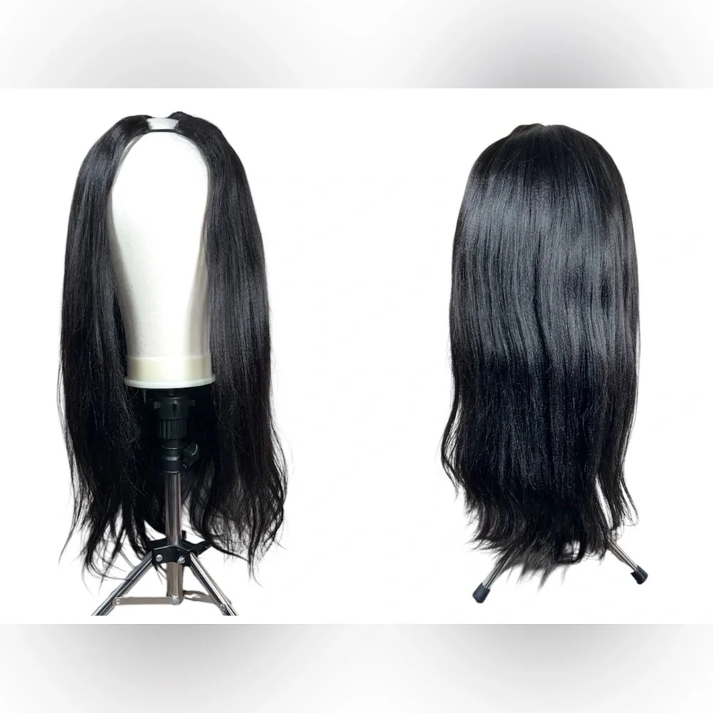 UNICE Natural Black Human Hair Yaki V Part EasiContour 22 Inch Glueless Wig
